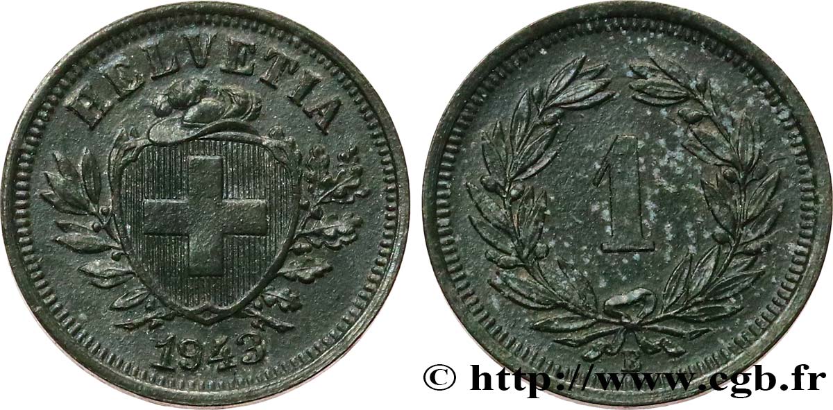 SUISSE 1 Centime Croix Suisse 1943 Berne - B SUP 