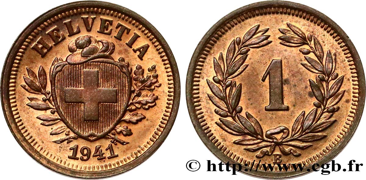 SVIZZERA  1 Centime (Rappen) Croix Suisse 1941 Berne MS 
