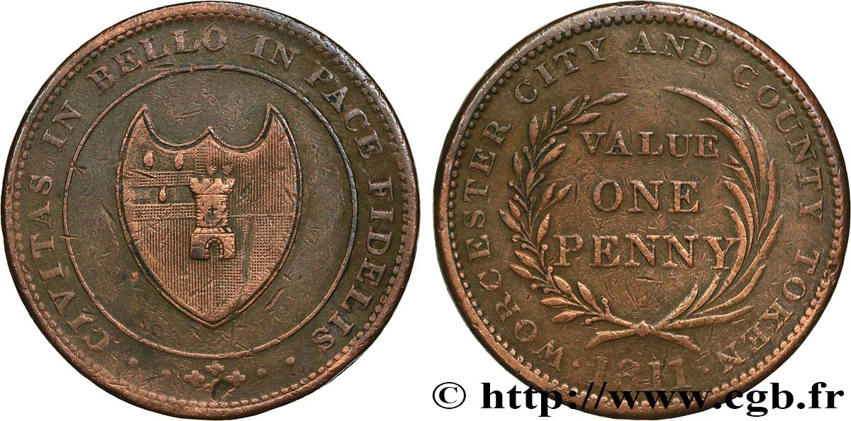 GETTONI BRITANICI 1 Penny Worcester 1811  q.BB 