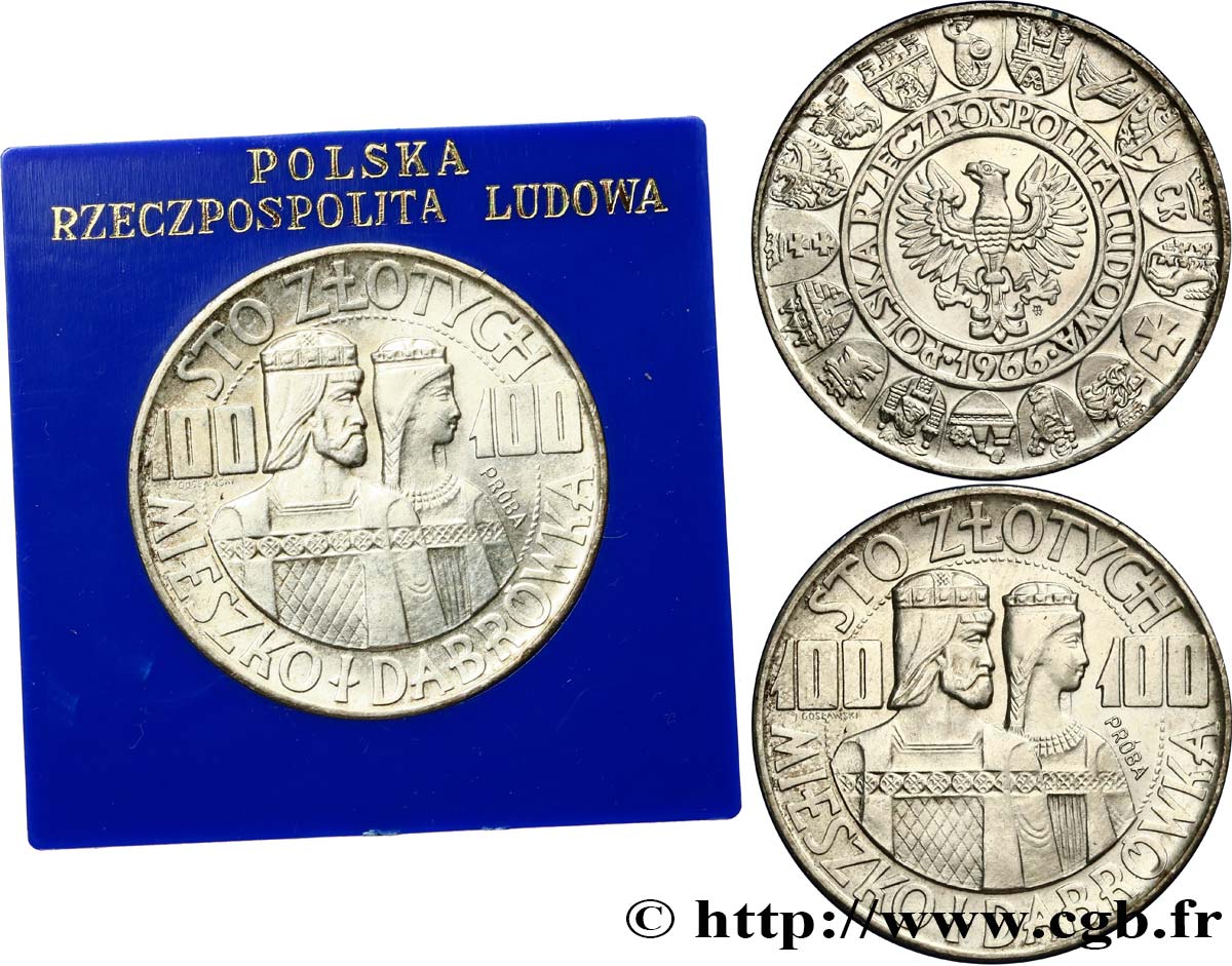 POLAND 100 Zlotych Proba - 1000 ans de la Pologne 1966 Varsovie MS 