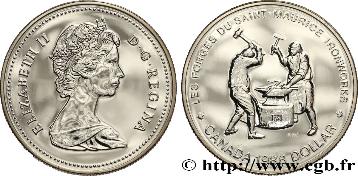 CANADá
 1 Dollar Elisabeth II / Forges du Saint-Maurice 1988  FDC 