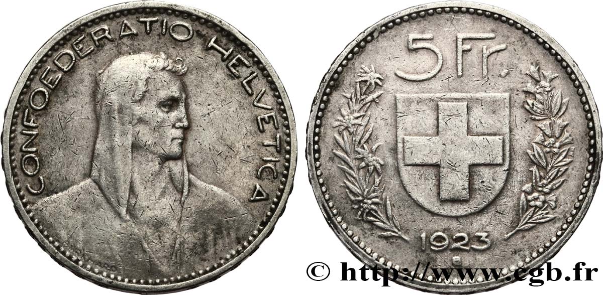 SVIZZERA  5 Francs Berger 1923 Berne q.BB 