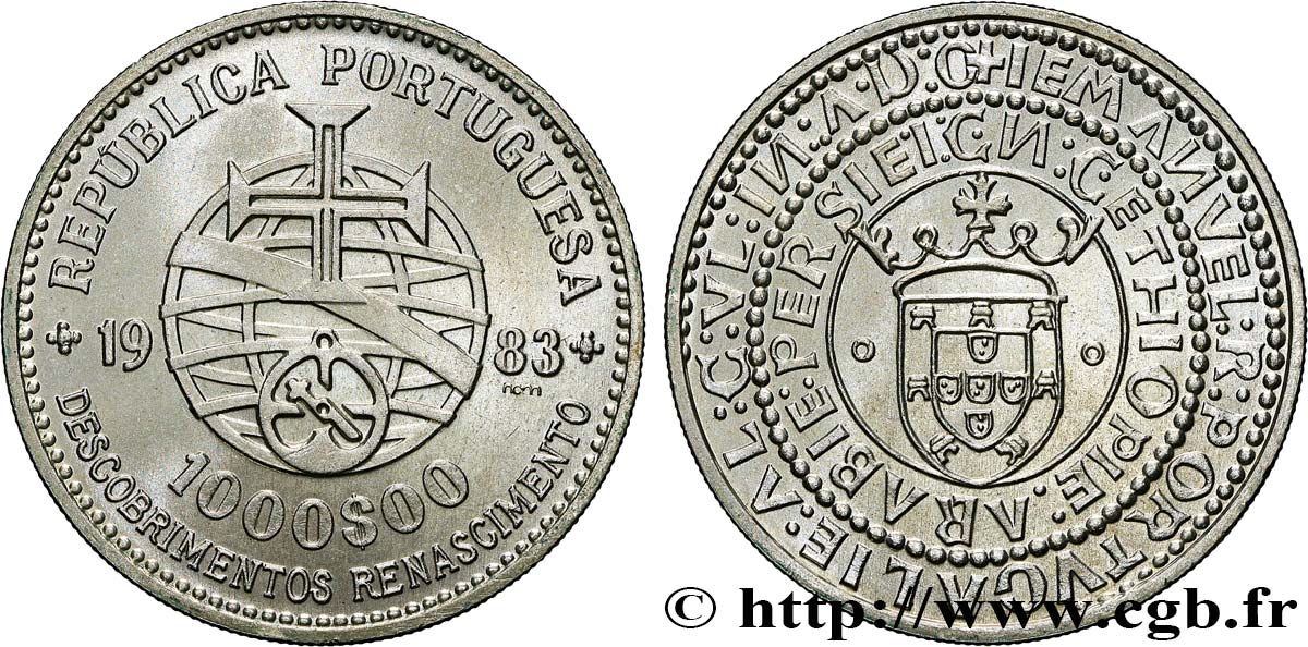 PORTUGAL 1000 Escudos “découvertes et renaissance” 1983  SC 