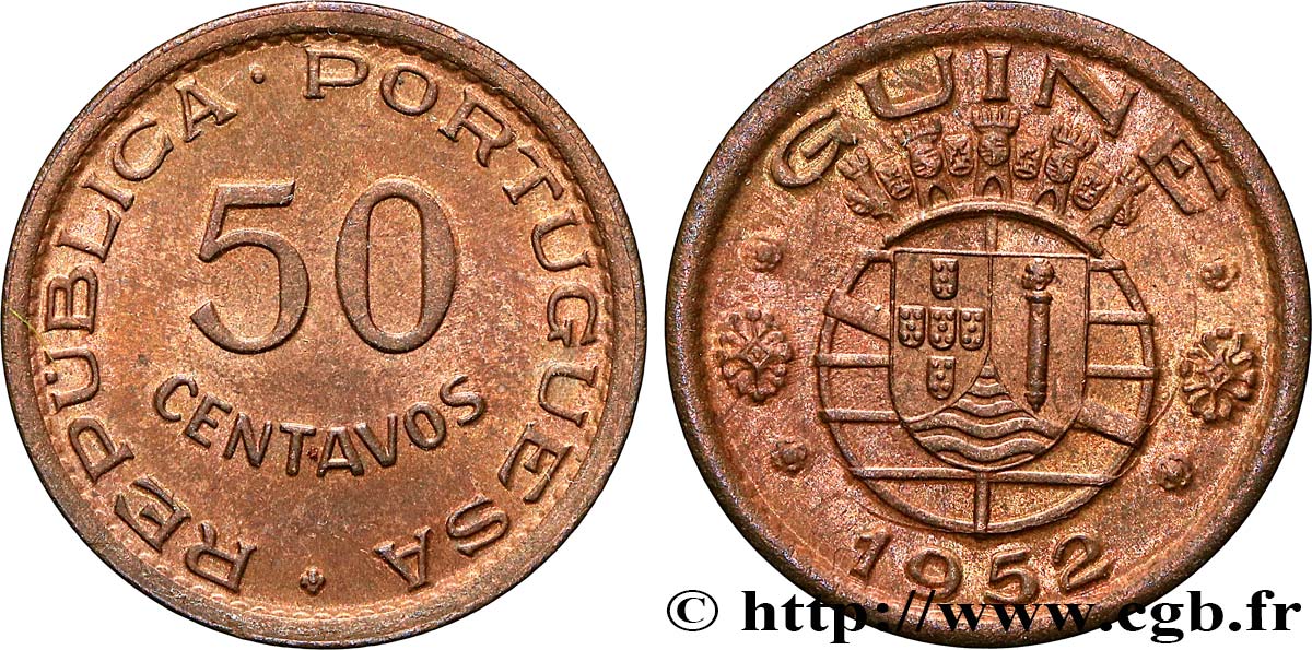 GUINEA-BISSAU 50 Centavos monnayage colonial Portugais 1952  VZ 