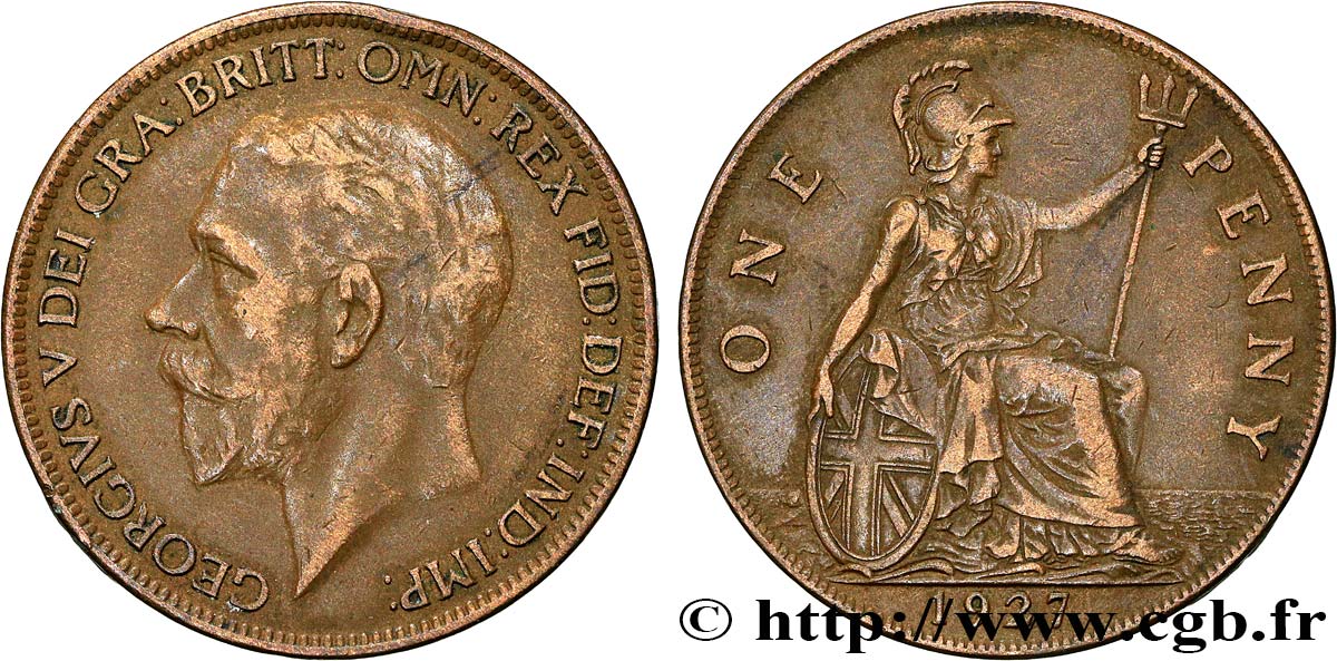 ROYAUME-UNI 1 Penny Georges V 1927  TB+ 