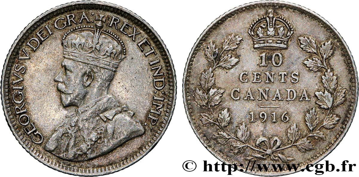 KANADA 10 Cents Georges V 1916  SS 
