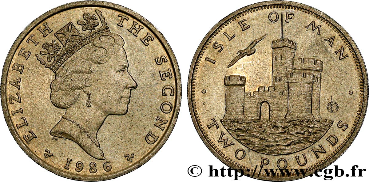 ISLA DE MAN 2 Pounds 1986 Pobjoy Mint EBC 