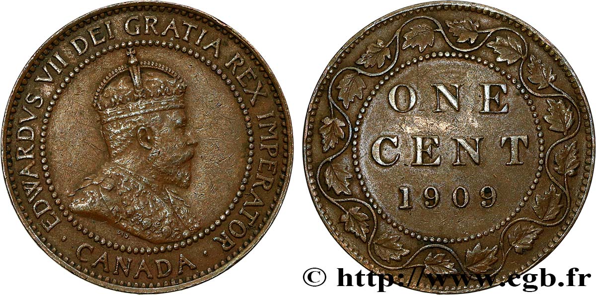 CANADA 1 Cent Edouard VII 1909  XF 