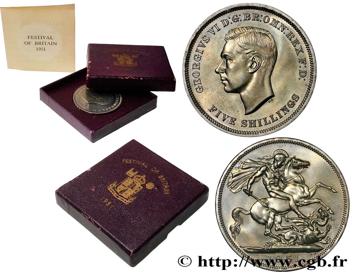 REINO UNIDO 1 Crown (5 Shillings) Georges VI 1951  SC 