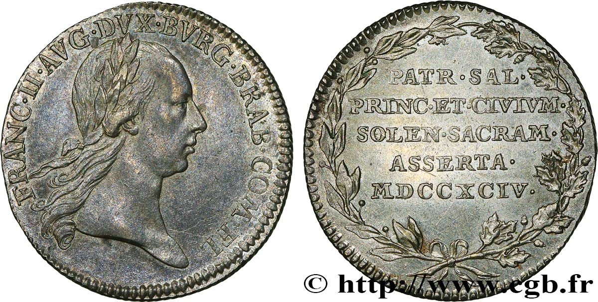 BÉLGICA - PAíSES BAJOS AUSTRíACOS Jeton du couronnement de François II 1794  EBC 