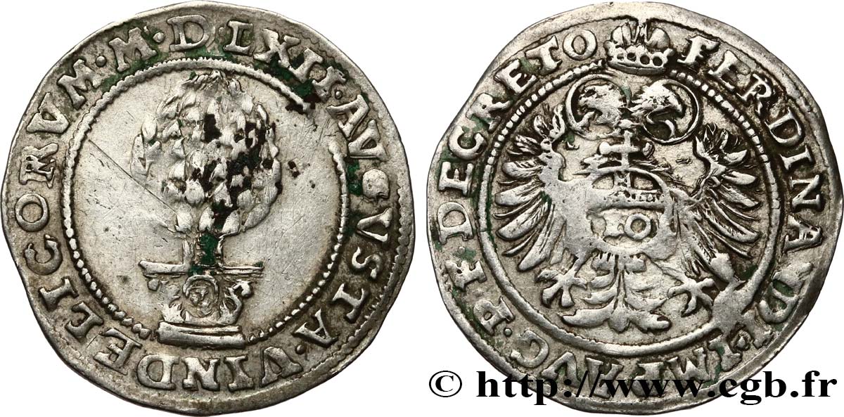ALEMANIA - AUGSBURGO 10 Kreuzer Ferdinand Ier 1562  BC+ 