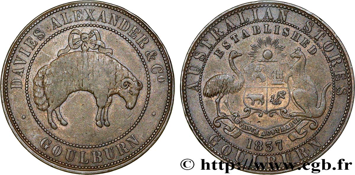 AUSTRALIE Token de 1 Penny GOULBURN 1837  TTB+ 