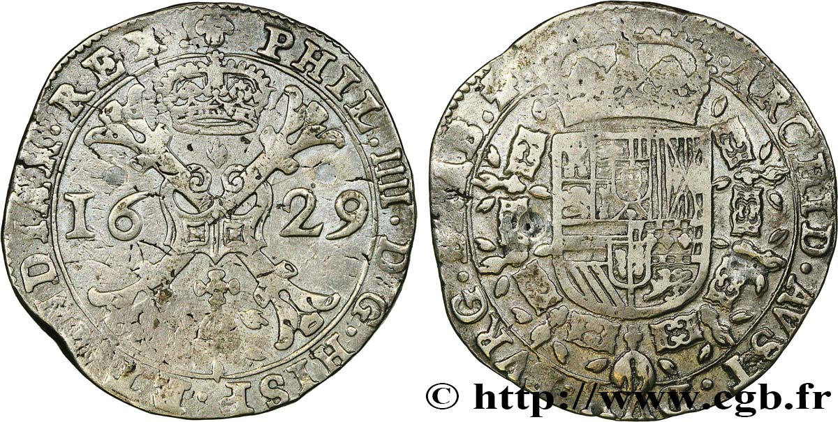 SPANISH NETHERLANDS - DUCHY OF BRABANT - PHILIP IV Patagon 1629 Bruxelles XF 