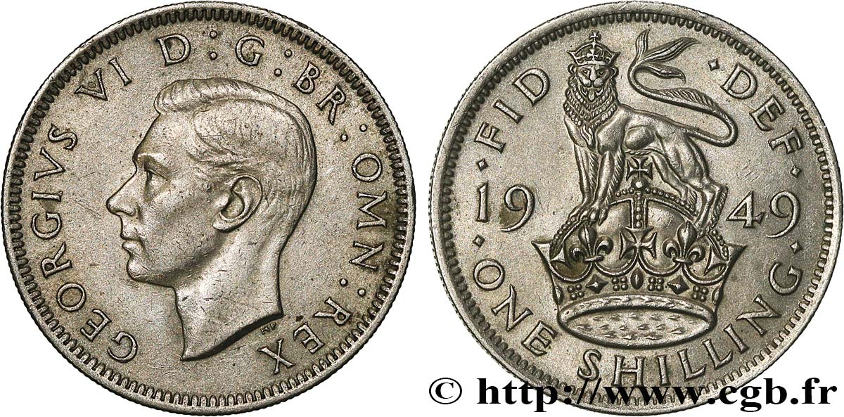 ROYAUME-UNI 1 Shilling Georges VI 1949  SUP 