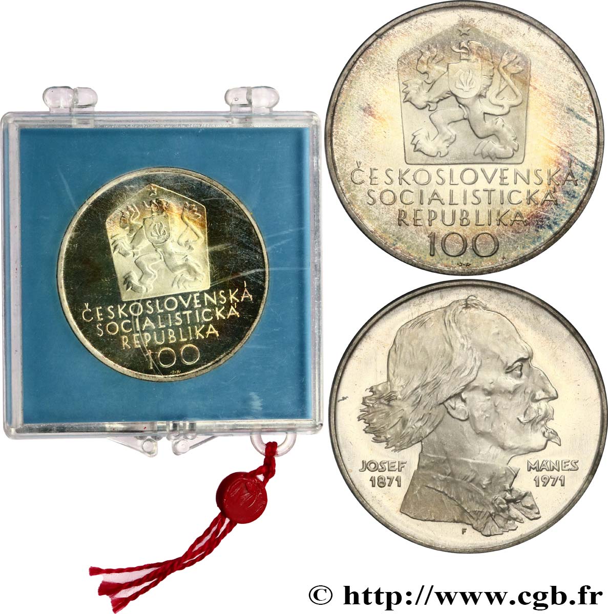 TCHÉCOSLOVAQUIE 100 Korun 100ème anniversaire de la mort de Josef Manes 1971  SPL 