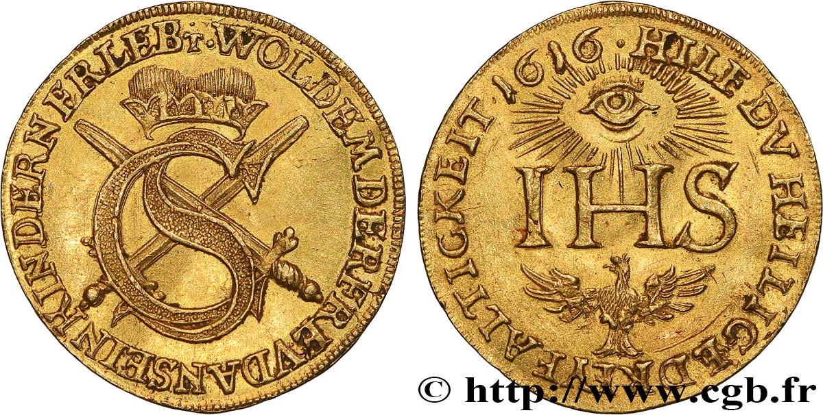 ALLEMAGNE - DUCHÉ DE SAXE ÉLECTORALE - LIGNE ALBERTINE - JEAN GEORGES Ier 1 Ducat (Sophiendukat) 1616 Dresde SUP 