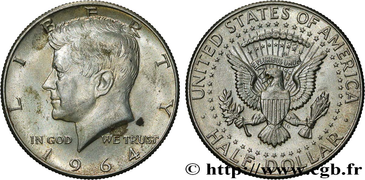 ÉTATS-UNIS D AMÉRIQUE 1/2 Dollar Kennedy 1964 Philadelphie TTB 