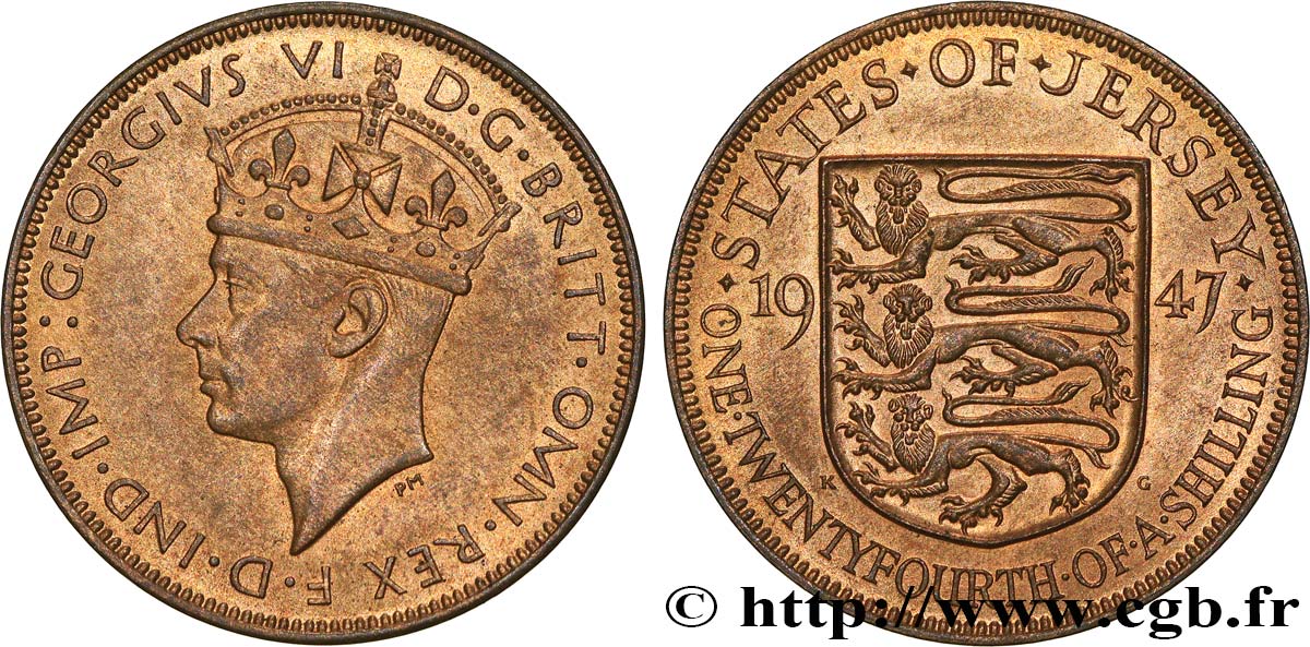 JERSEY 1/24 Shilling Georges VI 1947  SPL 