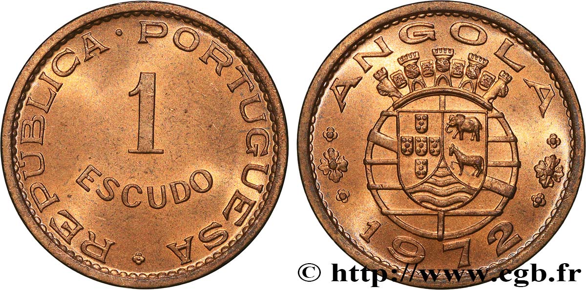 ANGOLA 1 Escudo Colonie Portugaise 1972  SC 