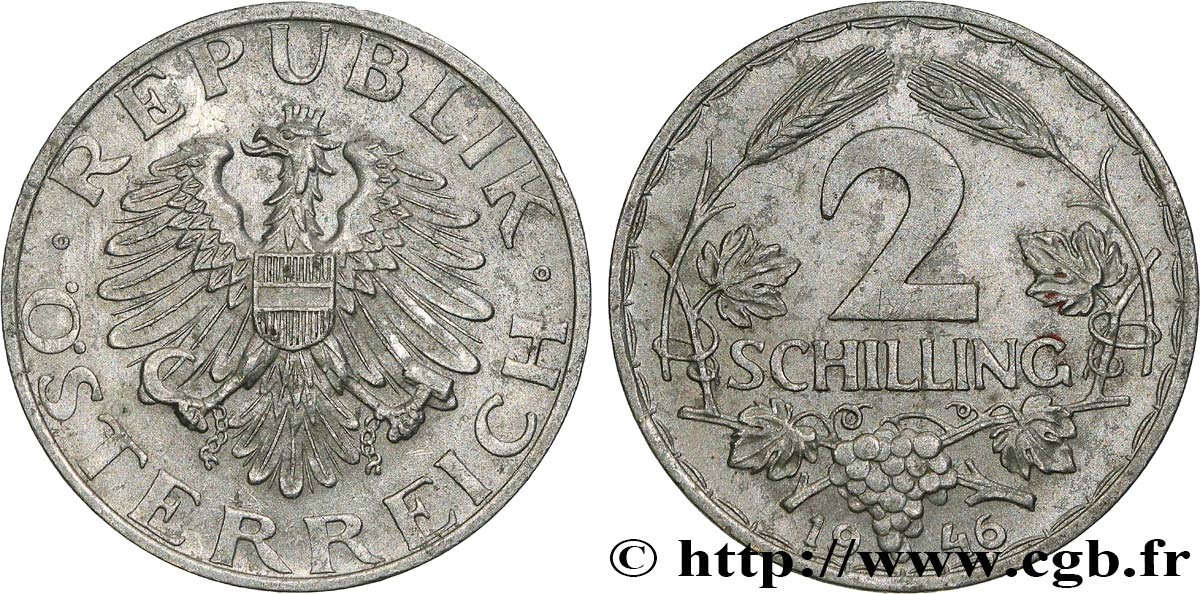 AUSTRIA 2 Schilling aigle 1946  EBC 
