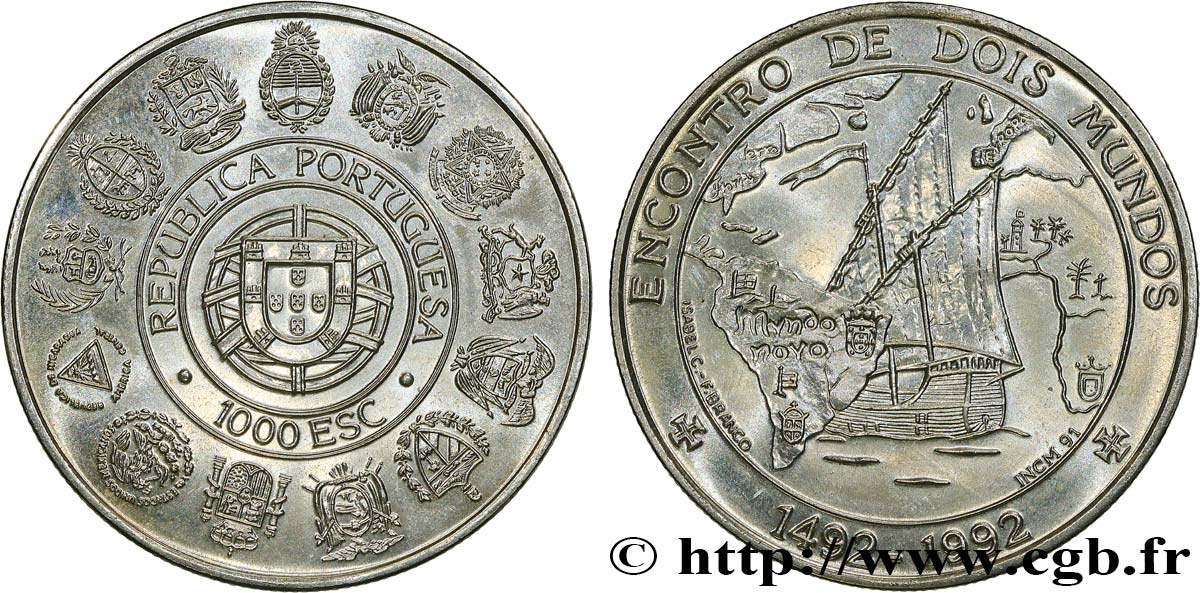 PORTUGAL 1000 Escudos Rencontre des deux mondes 1992  MS 
