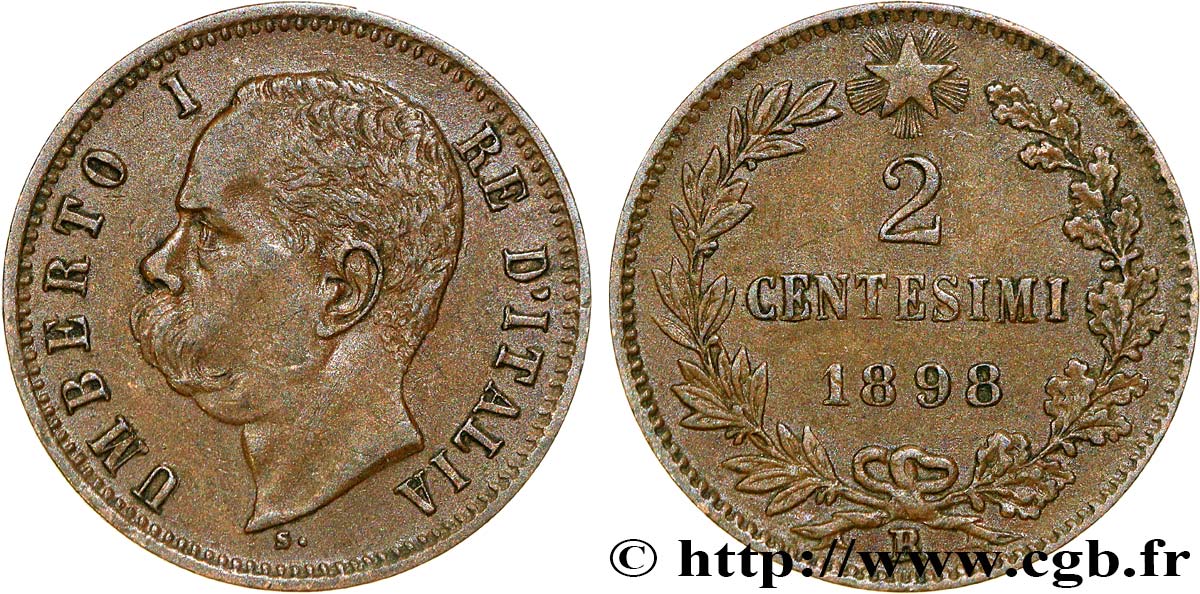 ITALIA 2 Centesimi Humbert Ier 1898 Rome  EBC 