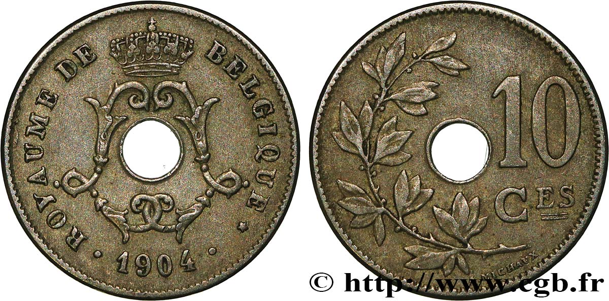 BELGIUM 10 Centimes 1904  AU 