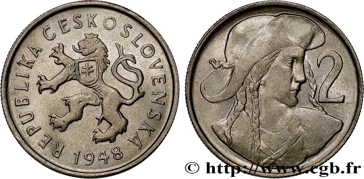TCHÉCOSLOVAQUIE 2 Koruny Juraj Jánošík 1948  SPL 
