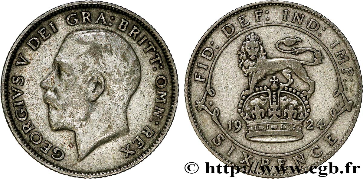 ROYAUME-UNI 6 Pence Georges V 1924  TTB 