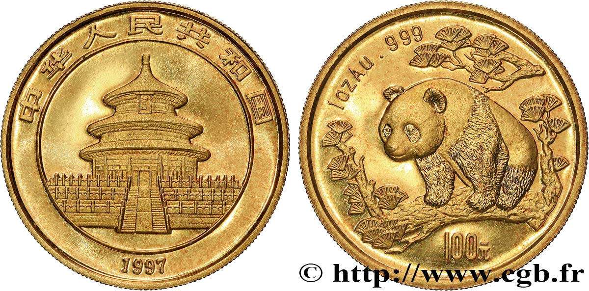 CHINA 100 Yuan Panda “Small date” 1997  MS 