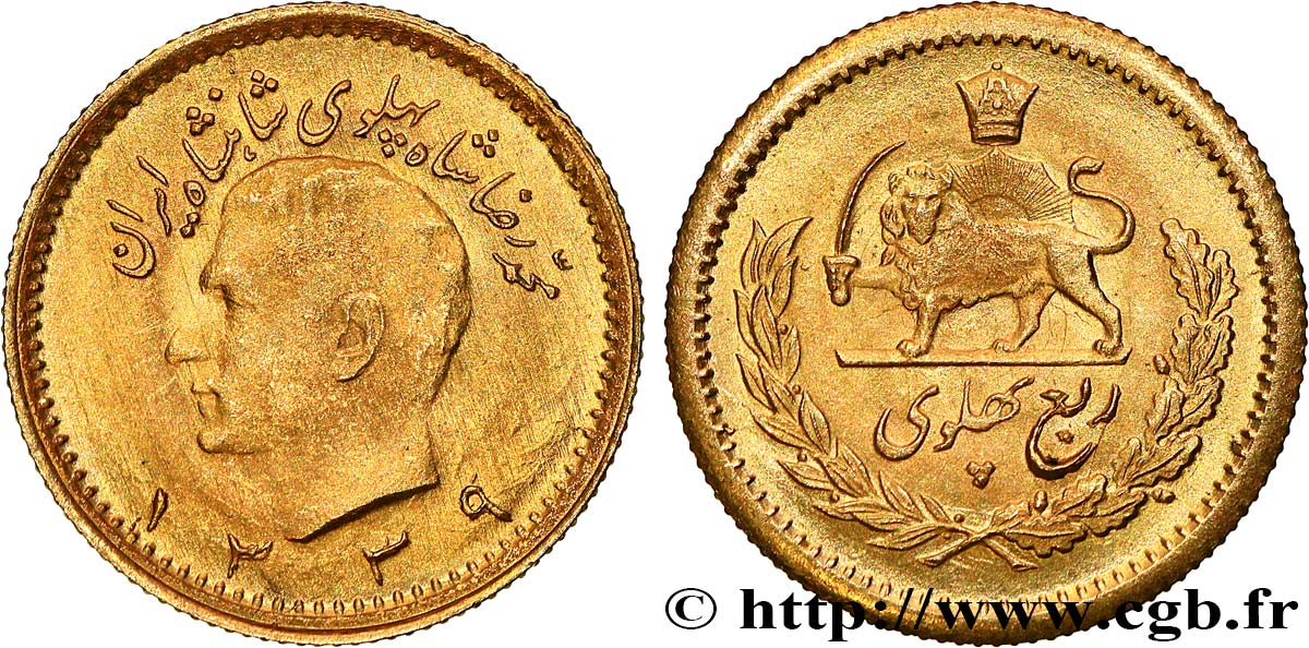IRAN 1/4 Pahlavi or Mohammad Riza Pahlavi SH1339 (1960) Téhéran fVZ 