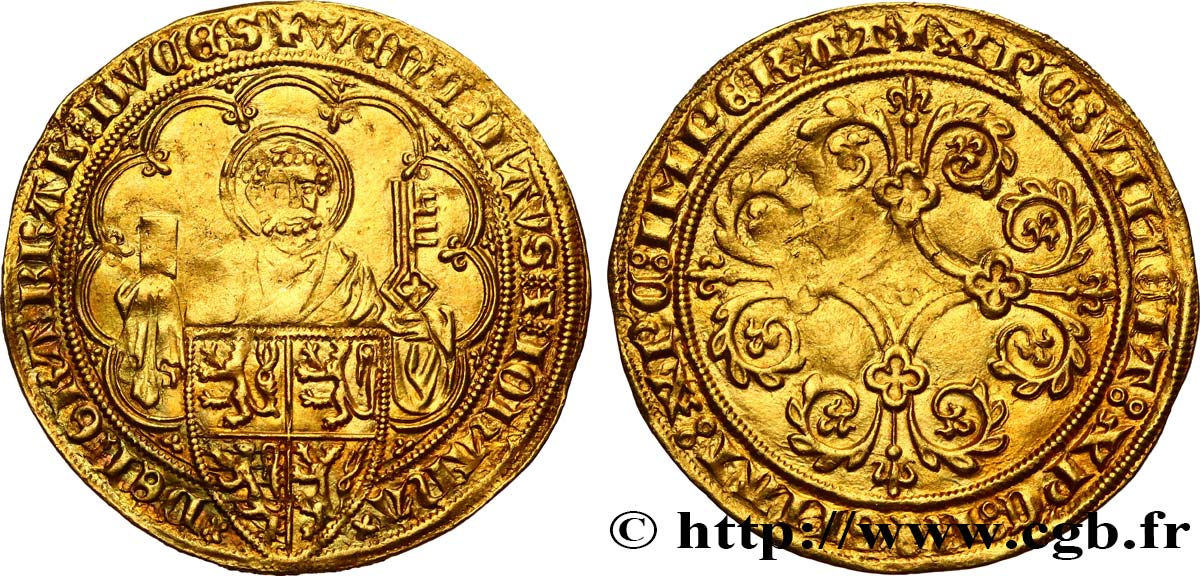 BRABANT - DUCHÉ DE BRABANT - JEANNE ET WENCESLAS Pieter d or ou gouden peter  c. 1380-1381 Louvain fVZ 