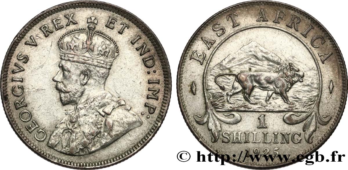 EAST AFRICA 1 Shilling Georges V / lion 1925 British Royal Mint AU 