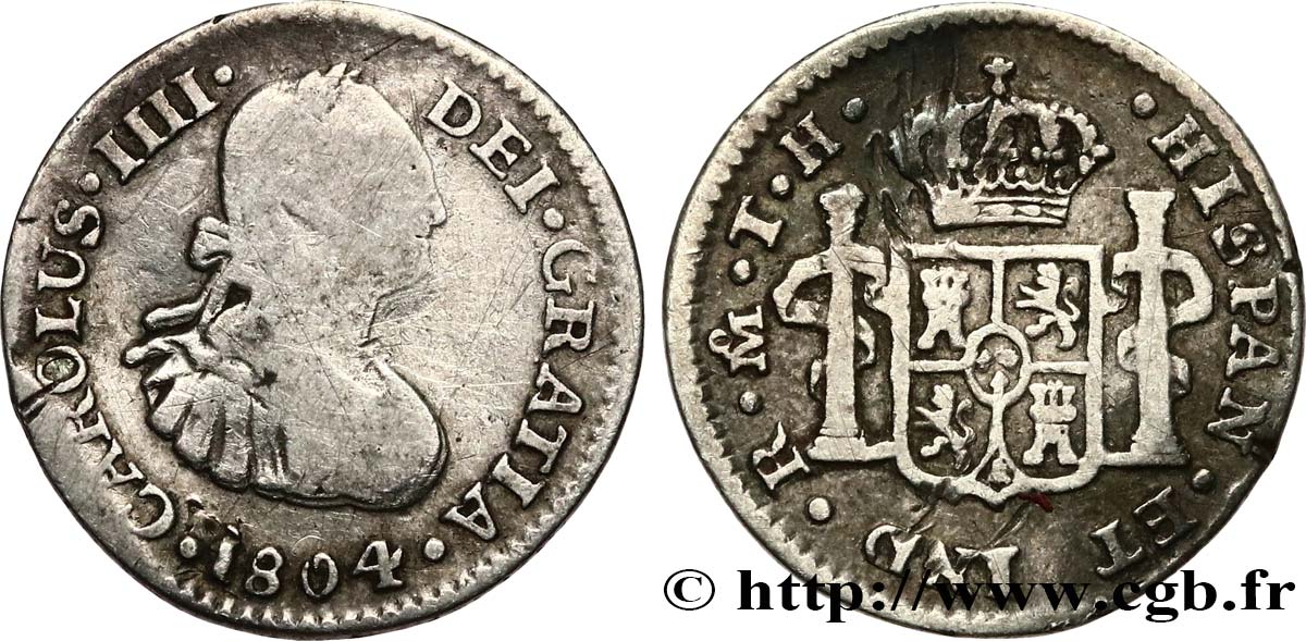 MESSICO 1/2 Real Charles IV 1804 Mexico MB 
