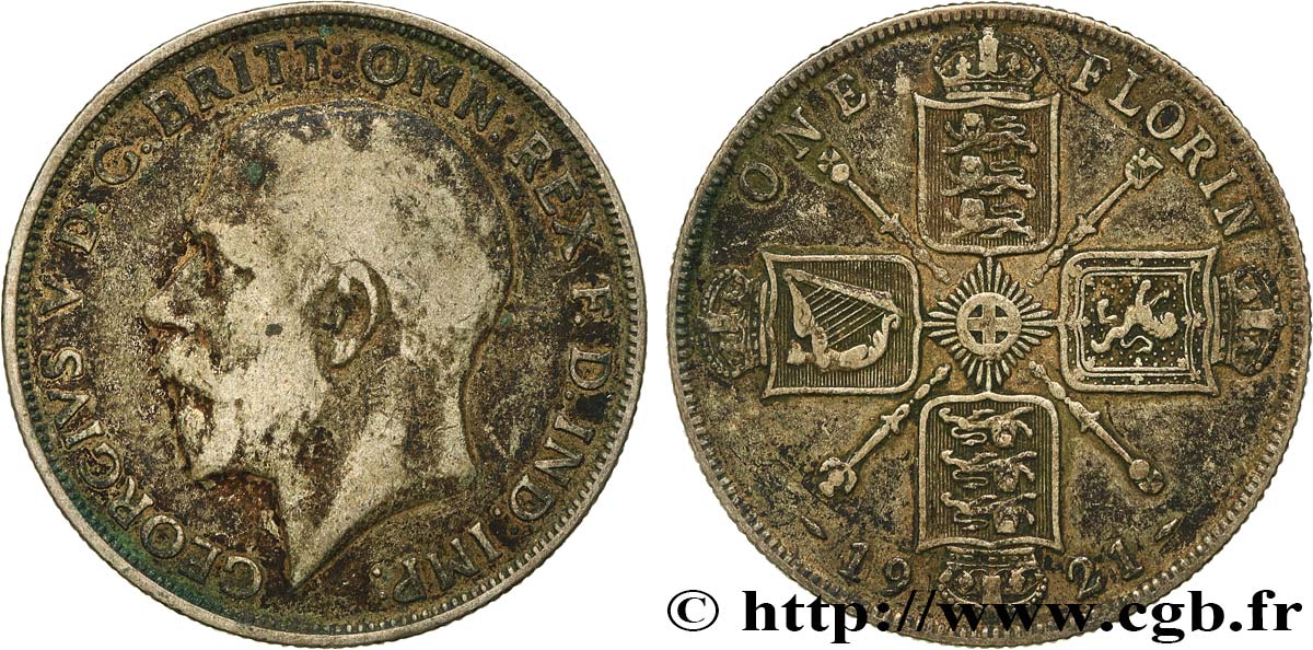ROYAUME-UNI 1 Florin Georges V 1921  TB 
