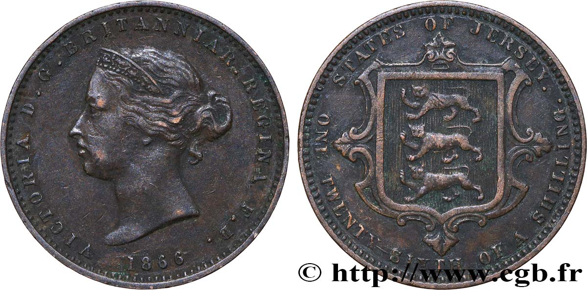 JERSEY 1/26 Shilling Victoria 1866  TTB 