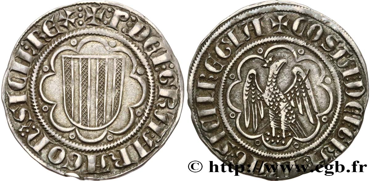 SICILY - KINGDOM OF SICILY - PETER III OF ARAGON, I OF SICILY AND CONSTANTIA Pierreale n.d. Messine XF 
