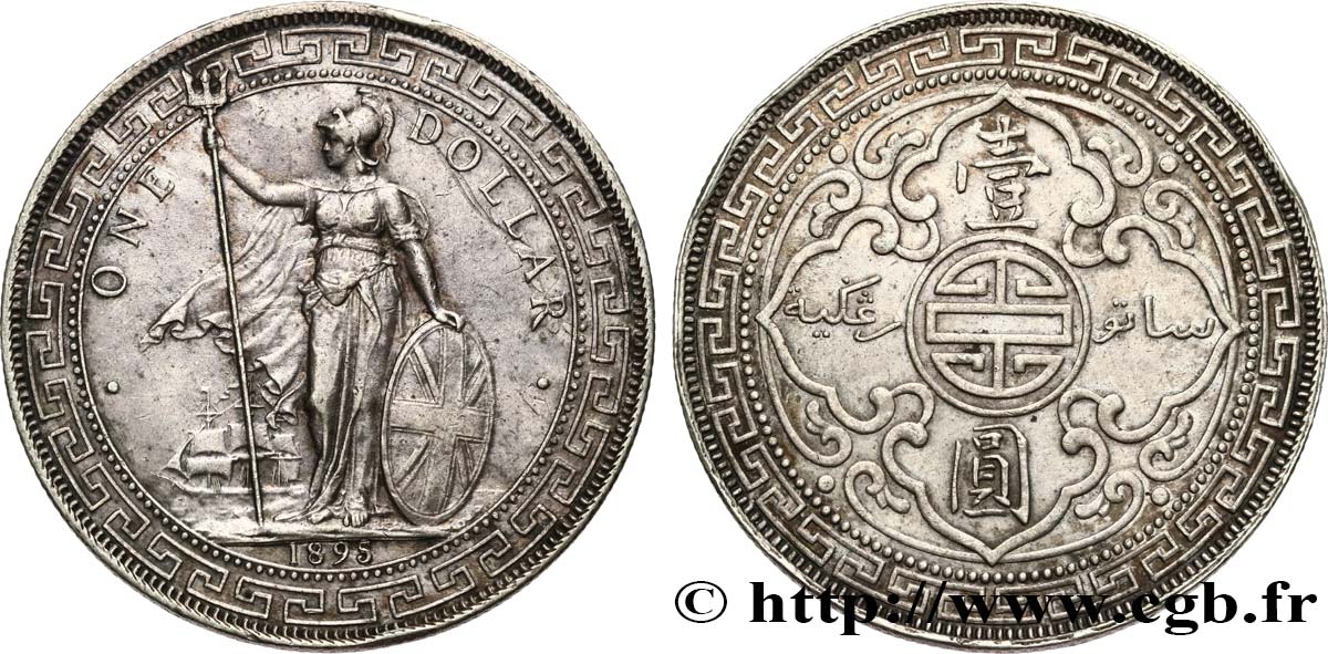 GREAT BRITAIN - VICTORIA Trade dollar 1895 Bombay AU 