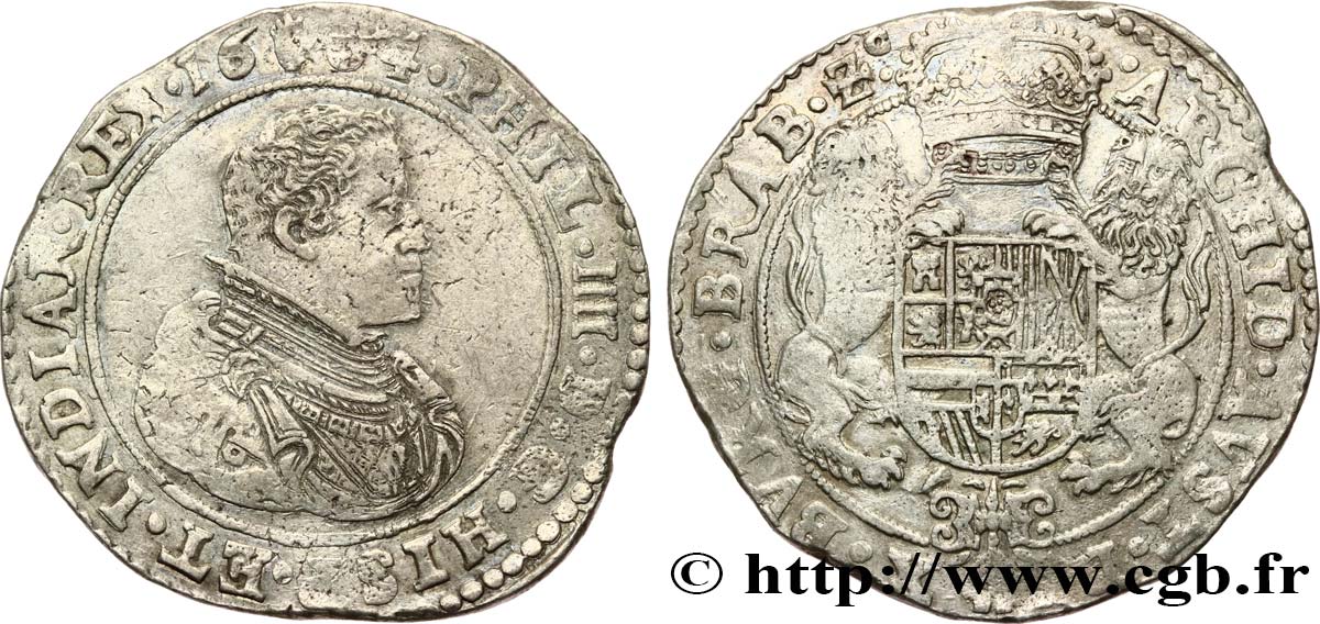 SPANISH NETHERLANDS - COUNTY OF FLANDERS - PHILIP IV 1 Ducaton 1664 Anvers VF 
