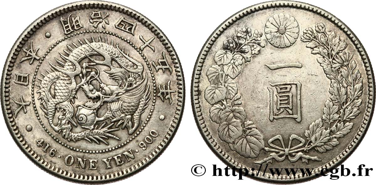 JAPAN 1 Yen dragon an 45 Meiji 1912  AU 