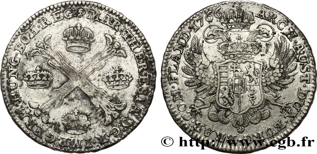 AUSTRIAN NETHERLANDS - DUCHY OF BRABANT - MARIA-THERESA 1 Kronenthaler  1766 Bruxelles XF 