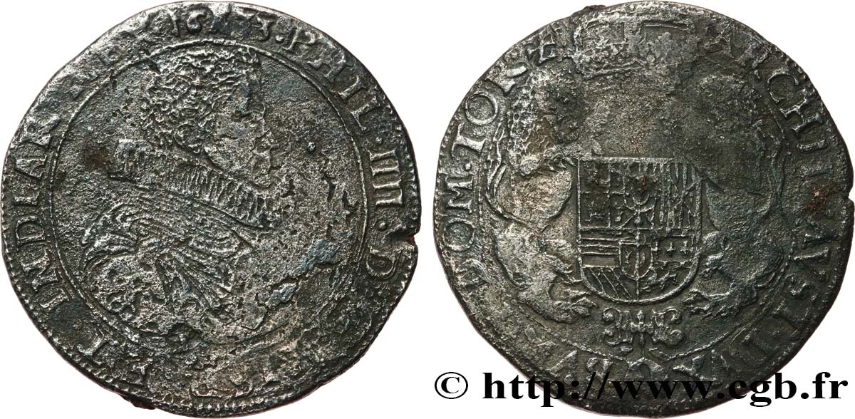 SPANISH NETHERLANDS - TOURNAISIS - PHILIP IV Ducaton, 1er type 1633 Tournai VF 