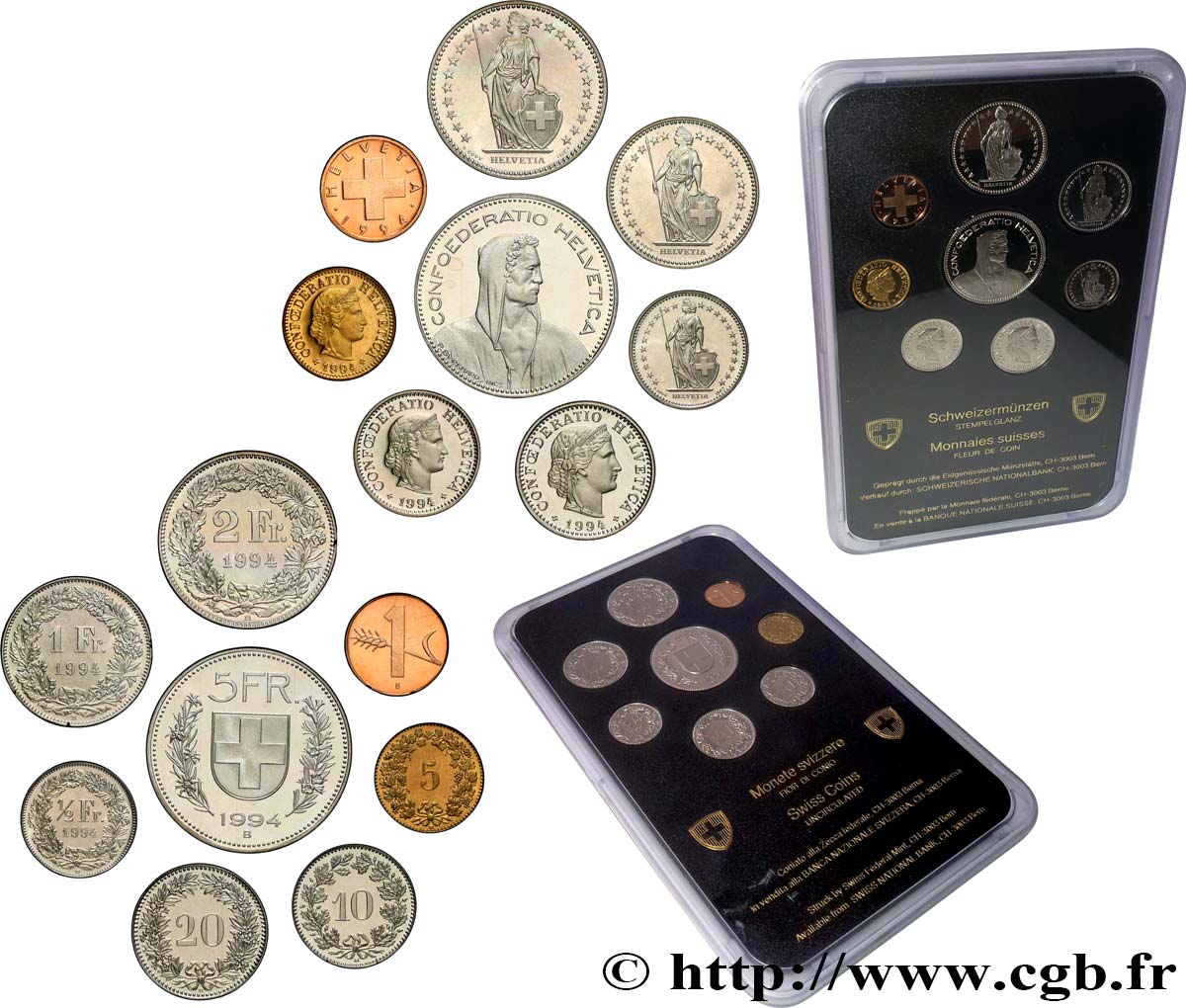 SWITZERLAND Série FDC 8 Monnaies 1994  MS 