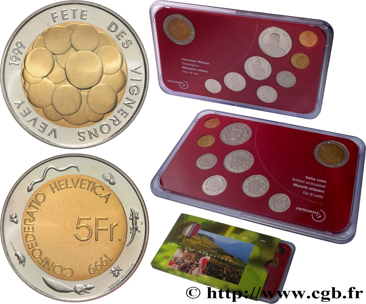 SWITZERLAND Série FDC 9 Monnaies 1999  MS 