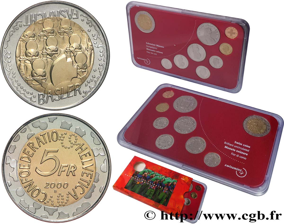 SWITZERLAND Série FDC 9 Monnaies 2000  MS 