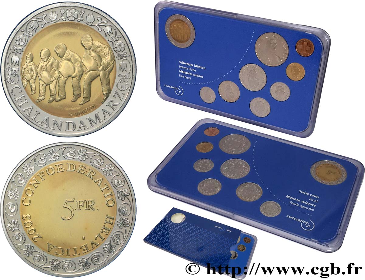 SVIZZERA  Série Proof 9 Monnaies 2003  BE 