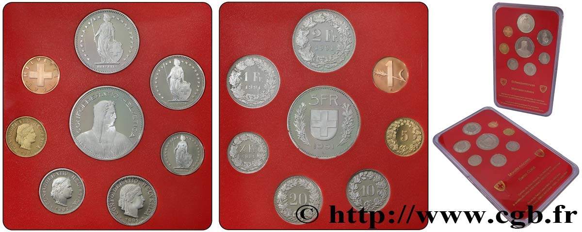 SWITZERLAND Série Proof 8 Monnaies 1991  Proof set 