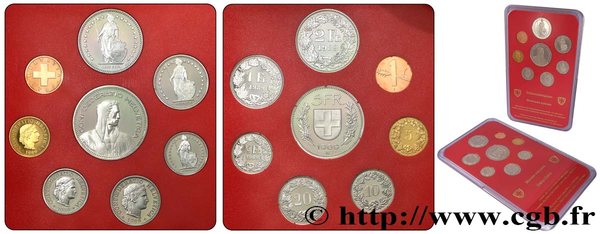 SVIZZERA  Série Proof 8 Monnaies 1989  BE 
