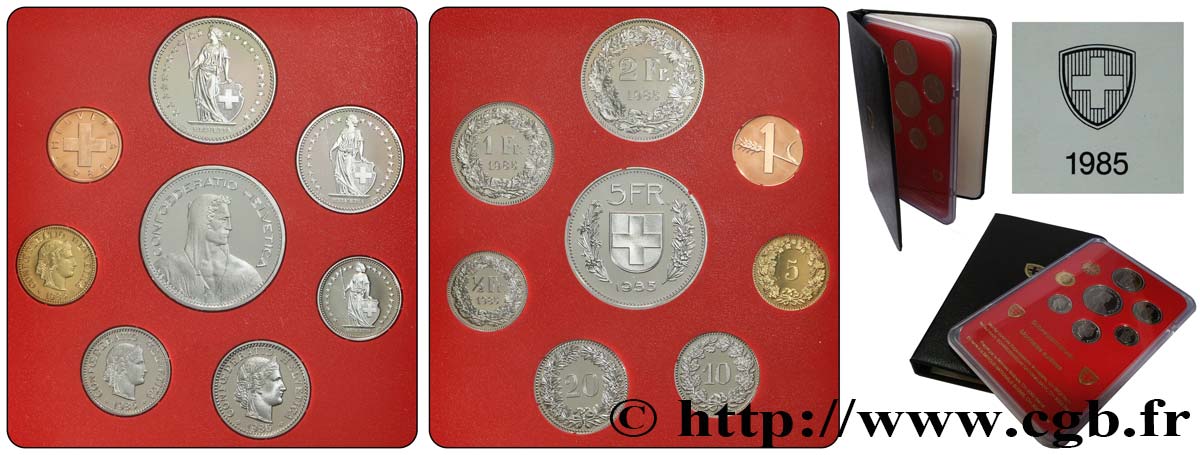 SWITZERLAND Série Proof 8 Monnaies 1985  Proof set 