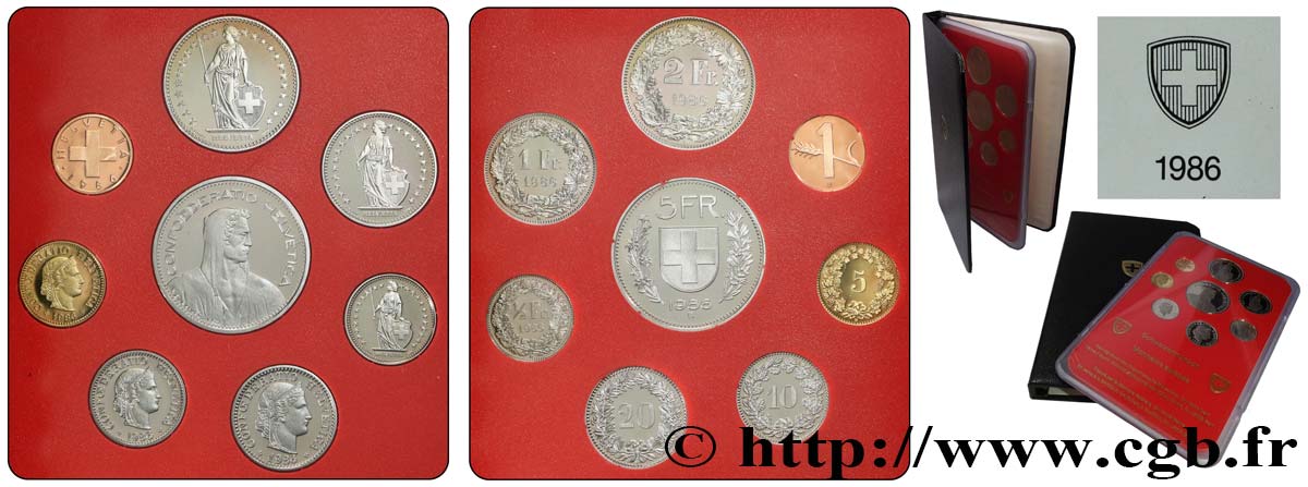SCHWEIZ Série Proof 8 Monnaies 1986  Polierte Platte 